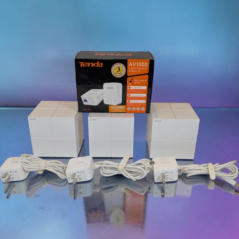 Tenda Nova Mesh3 AC1200 MW3 WiFi And Gigabit Powerline Adapter Kit TESTED Lot